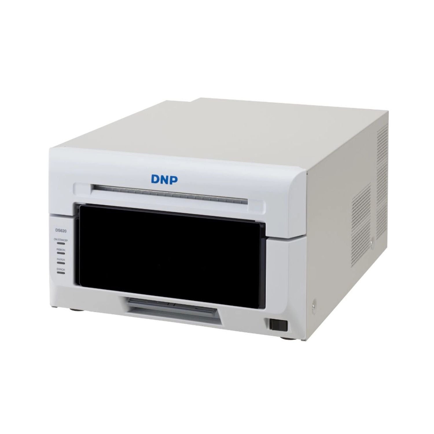 DNP DS620 6-Zoll-Photo-Drucker, Vorderansicht mit Display und Ausgabefach